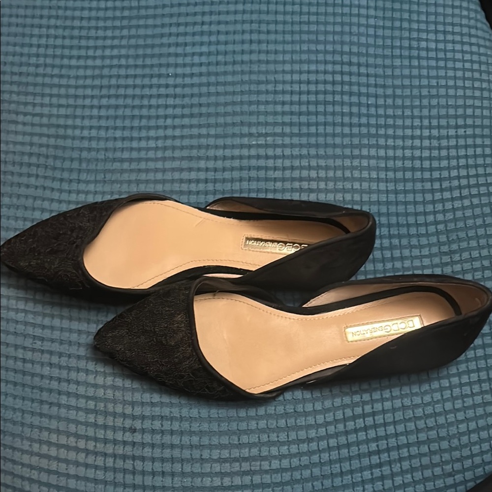 Bcbgeneration Black Leather/Fabric Upper Lace Fla… - image 5